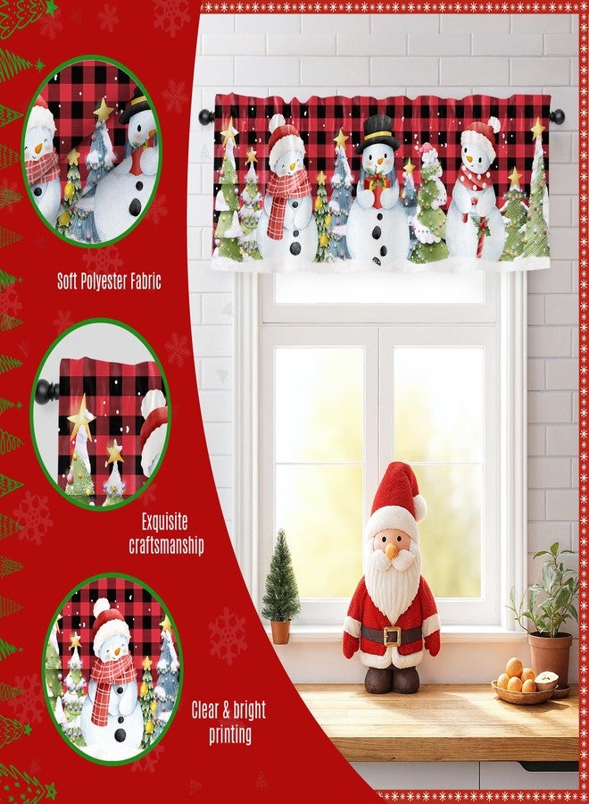 JRLCTECH Snowman Christmas Valance Curtain for Kitchen, Christmas Decorations Window Valance Curtains, Winter Tree Snowman Curtain Drapes for Living Room Bedroom 54x18 in, Rod Pocket Window Treatment - Image 3